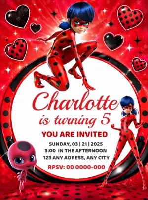 Editable Ladybug Birthday Invitation Template
