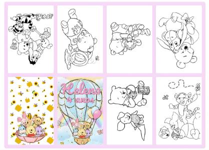 Mini Livro de Colorir Ursinho Pooh Baby Aniversário Infantil Editável