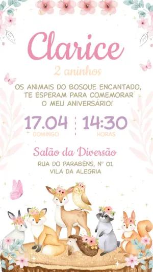 Vídeo Convite Animado Bosque Encantado para Aniversário Infantil