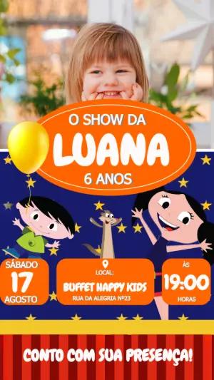 Convite Aniversário O Show da Luna com Foto para Editar Online