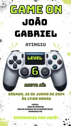 Convite Animado de Aniversário Gamer para Editar Online