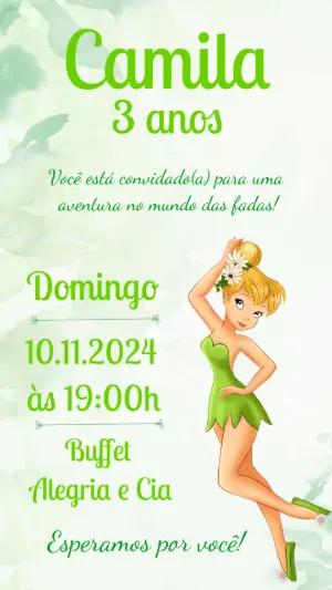 Convite Aniversário Fada Tinker Bell para Editar Online
