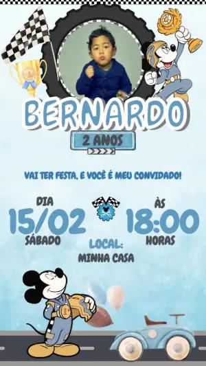 Convite Aniversário Corrida do Mickey com Foto para Editar Online
