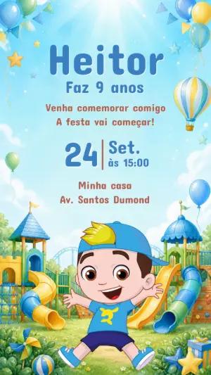Convite de Aniversário Luccas Neto no Parque | Modelo Editável