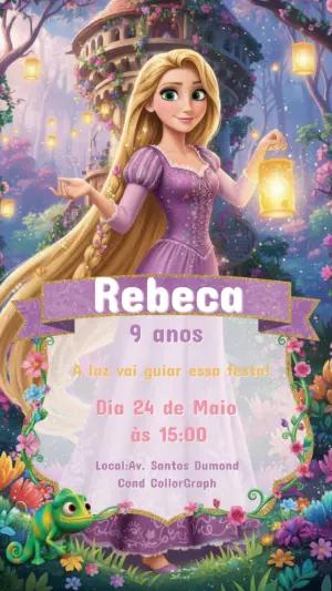 Convite de Aniversário Rapunzel Enrolados para editar online