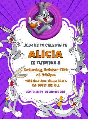 Bugs Bunny Birthday Party Invitation | Editable Online Template
