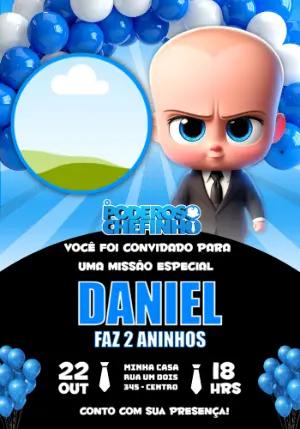 Convite de Aniversário O Poderoso Chefinho com Foto para Editar