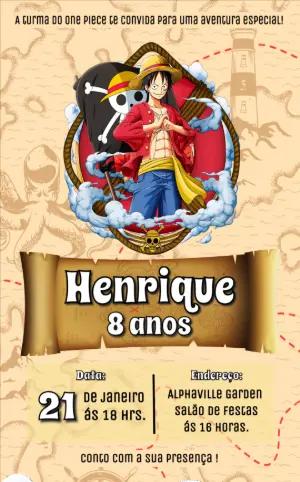 Convite de Aniversário One Piece para Editar Online