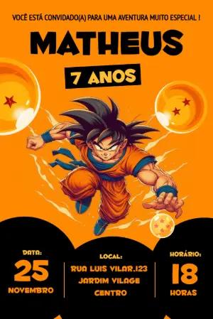 Convite de Aniversário Dragon Ball Z com Goku para Editar Online