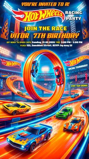 Editable Hot Wheels Birthday Party Invitation