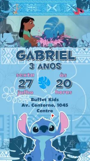 Convite Animado de Aniversário Lilo e Stitch para Editar