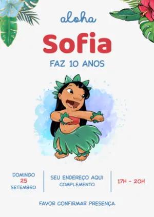Convite Aniversário Lilo & Stitch Havaiano para Editar Online