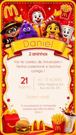 Convite de Aniversário Mundo do MC Donalds para Editar