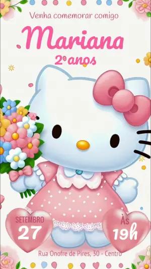 Vídeo Convite de Aniversário Hello Kitty Rosa para Editar