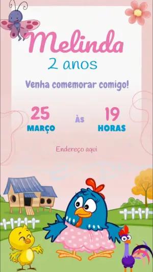Convite Animado Galinha Pintadinha Rosa para Editar Online