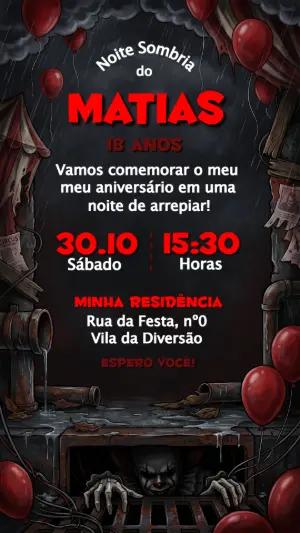 Convite de Aniversário Terror It A Coisa Modelo Editável