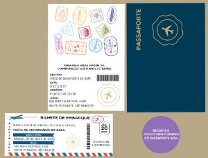Convite Aniversário Passaporte Viagem para Editar Online