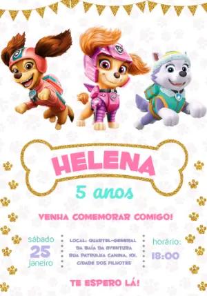 Convite Aniversário Patrulha Canina Menina para Editar Online