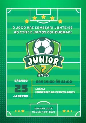 Convite de Aniversário Futebol Editável para Enviar Online