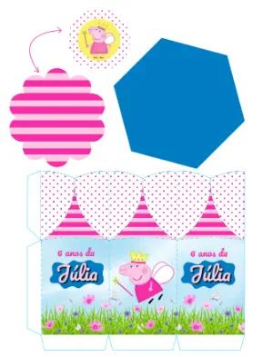 Centro de Mesa Peppa Pig Fada Editável para Aniversário Infantil