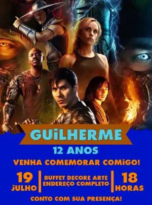 Convite Aniversário Mortal Kombat com Guerreiros para Editar Online
