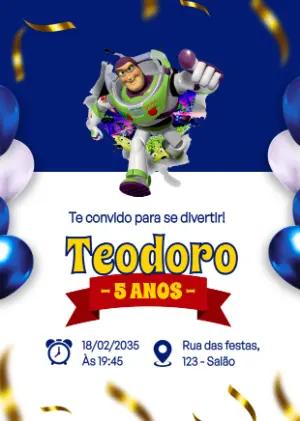Convite de Aniversário Toy Story com Buzz Lightyear para Editar