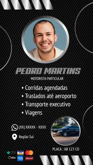 Cartão de Visita Motorista Particular Moderno para Editar Online