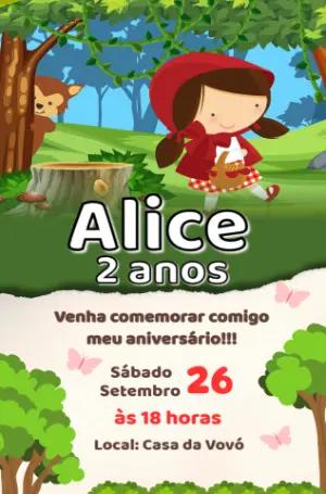 Convite Aniversário Chapéuzinho Vermelho para Editar Online