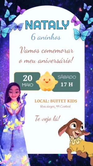 Convite de Aniversário Infantil Tema Wish Mágico para Editar