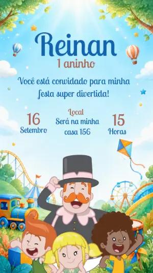 Convite Digital de Aniversário Mundo Bita Editável
