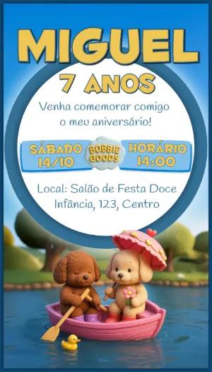 Convite Aniversário Bobbie Goods com Cachorrinhos para Editar