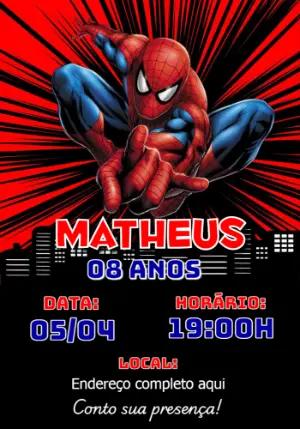 Convite de Aniversário Homem Aranha para Editar Online