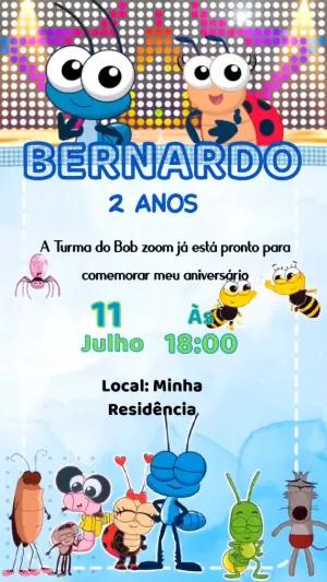 Convite Animado Aniversário Bob Zoom para Editar Online