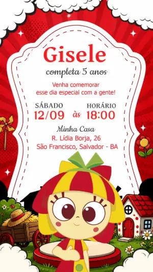 Convite de Aniversário Emília Sítio do Picapau Amarelo Editável