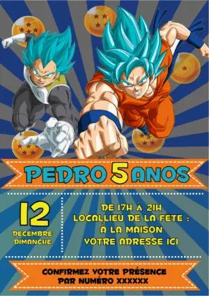 Invitation d'anniversaire Dragon Ball Z à modifier en ligne