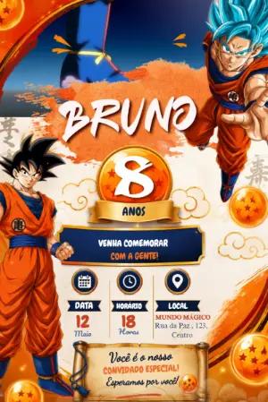 Convite Animado Dragon Ball Super: Aniversário do Goku para Editar
