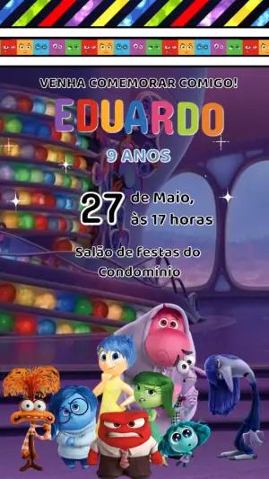 Convite Animado Divertida Mente para Editar e Enviar