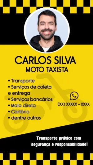 Cartão de Visita Moto Táxi Profissional para Editar Online