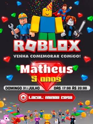 Convite de Aniversário Roblox Gamer para Editar Online
