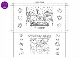 Caixa Chocolate Aniversário para Colorir Editável Online