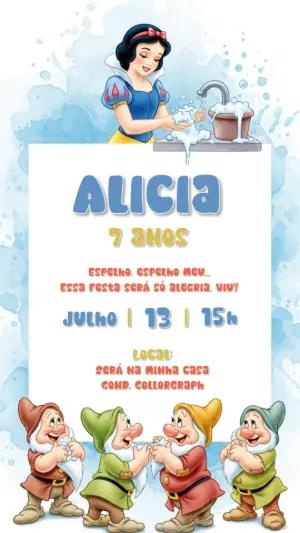 Convite Branca de Neve Aniversário para Editar Online