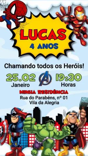 Convite de Aniversário Vingadores Baby Editável para Personalizar