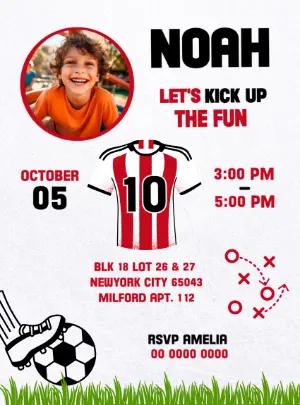 Editable Soccer Birthday Party Invitation Template with photo
