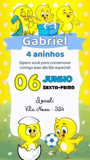 Convite de Aniversário Pintinho Amarelinho Fofo para Editar