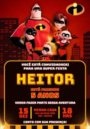 Convite de Aniversário Os Incríveis Digital para Editar