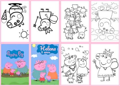 Mini Livro de Atividades Peppa Pig com Desenhos para Colorir Editável