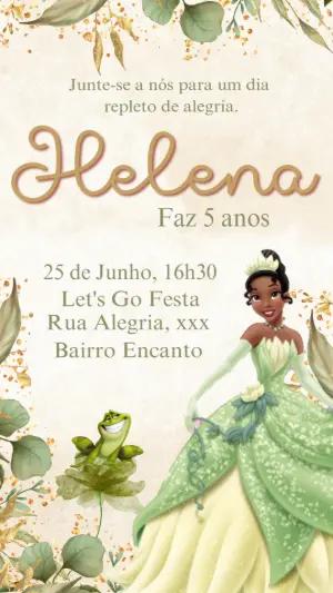 Convite Aniversário A Princesa e o Sapo para Editar Online