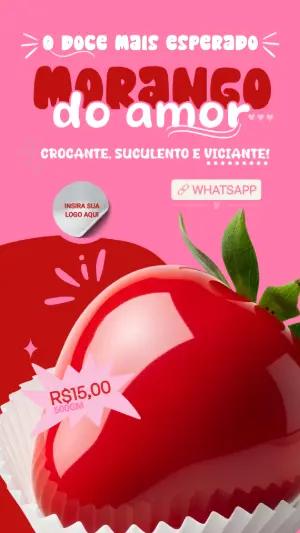 Arte Editável de Morango do Amor para Docerias Online