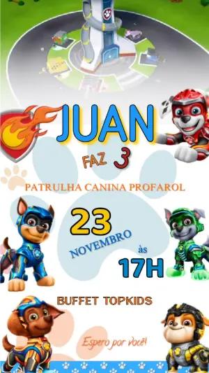 Convite Animado Aniversário Patrulha Canina para Editar Online