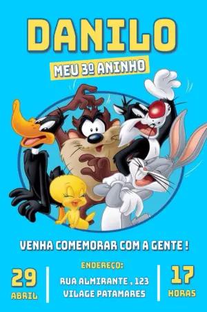 Convite de Aniversário Baby Looney Tunes para Editar Online